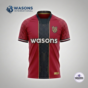 Maßgeschneidertes Herren-Fußballtrikot Hamdan 99 Weiß Marine Rot Kurzarm V-Ausschnitt Wärmeübertragungsdruck Atmungsaktiv Übergröße 100% 180g - Product Image 1