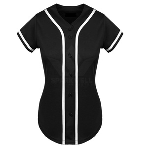 Maillot de baseball unisexe bleu marine à manches courtes, col en V, boutons sur le devant, évacuation de l'humidité, 100 % polyester, coupe classique, personnalisable pour les équipes sportives - Product Image 5