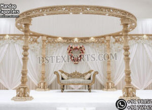 Mandap de mariage rond sur le thème du jardin élégant, style palais blanc pour mariage asiatique, mandap époustouflant pour la cérémonie de Varmala. - Product Image 3
