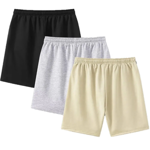 Shorts décontractés pour hommes de haute qualité en gros, taille élastique, en toile tricotée, couleur unie, motif uni - Product Image 3