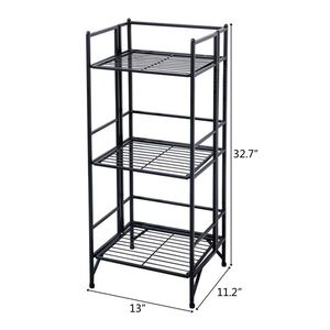 Black 3-Tier Wide Folding Metal Shelf Unit - Product Image 6