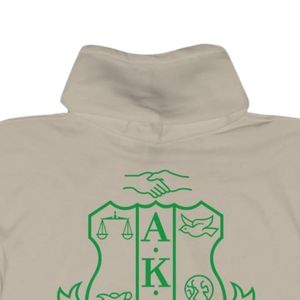 เสื้อฮู้ด AKA สีเขียวพิมพ์ลาย Green Crest ผ้าฟลีซแบบสวม Unisex เสื้อสเวตเชิ้ตสมาคมนักศึกษากรีก รับผลิตแบบ OEM ODM ขายส่ง - Product Image 4