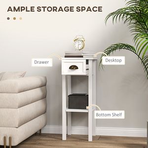 Tables consoles blanches à 2 niveaux, lot de 2 tables d'appoint avec tiroir et étagère pour salon et couloir - Product Image 4