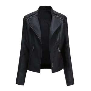 Women's PIHA SPORTS Original Leather Jacket (3 Colors) Biker Jacket with Zip Pockets Breathable Light <b>Weight</b> Regular for Winter - Product Image 2