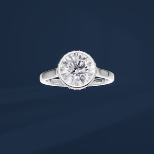 Anillo de Compromiso de Platino PT950 con Diamante de Corte Brillante Redondo y Halo para Mujer, Estilo Clásico, Joyería Fina - Product Image 2