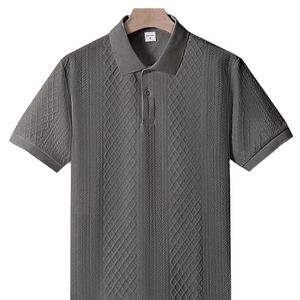เสื้อเชิ้ตแฟชั่นลำลองผู้ชาย ผ้าเนื้อเรียบ ปกคอพับ แขนสั้น สวมใส่สบาย ระบายอากาศได้ดี เป็นมิตรกับสิ่งแวดล้อม ผลิตจากโพลีเอสเตอร์/ผ้าฝ้าย - Product Image 1
