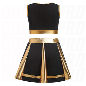 kids cheerleader outfit girls cheer uniform school cheer costume shiny crop <b>top</b> skirt set sleeveless cheer dress fancy dress - Product Image 2