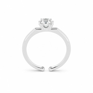Anillo de Compromiso de Oro Blanco con Diamante Redondo, Engaste Clásico, Joyería Fina para Mujer - Product Image 5