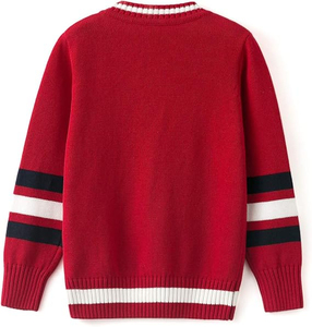 <b>Men's</b> Burgundy Knitted Pullover Sweater Solid Color <b>Long</b> Sleeve Autumn Wear Regular Fit Acrylic Material - Product Image 3