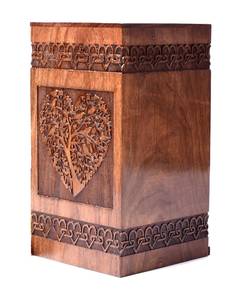 Boîte rectangulaire en bois faite à la main, sculptée avec un motif d'arbre de vie, décoration de table, cadeau de mariage - Product Image 3