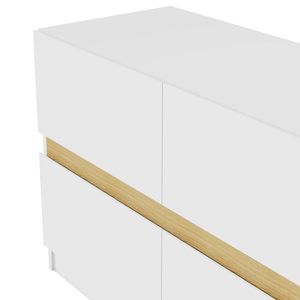 Comò Moderno a 6 Cassetti Lungo per Camera da Letto, Organizzatore di Vestiti in Legno con Cassetti Larghi, 41,5 cm P x 150 cm L x 58,0 cm A, Bianco - Product Image 4