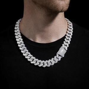 12mm Cuban Link <b>Chain</b> 925 Silver Heavy Borderless <b>Iced</b> <b>Out</b> Miami VVS Hip Hop Moissanite Cuban <b>Chain</b> - Product Image 1