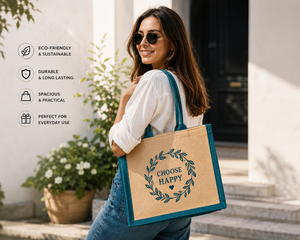 Sac fourre-tout en jute personnalisé de qualité supérieure avec fermeture à glissière, écologique, réutilisable, pour les courses, 35x30x15cm - Product Image 4