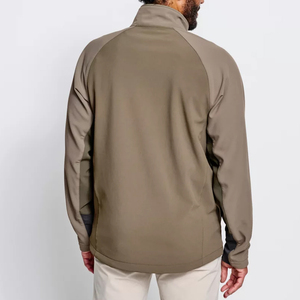 Veste softshell coupe-vent pour homme, fermeture éclair, col montant, color-block, coupe classique, beige, pour l'automne - Product Image 2
