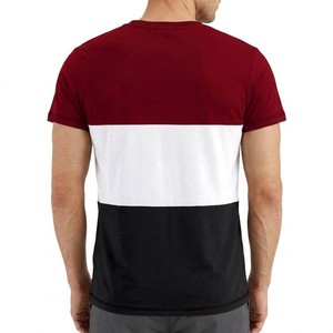 T-shirt Homme en Coton Tricoté 100% Écologique à Blocs de Couleurs, Manches Courtes, Col Rond, Coupe Ample Décontractée – Rouge, Blanc, Noir – Vente en Gros - Product Image 6