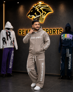 REXFIT SPORTS Men's Hooded <b>Zip</b>-Up Tracksuit Set Full Length Loose Fit Streetwear <b>Sweatshirt</b> & Pants 100% Cotton Autumn Wear - Product Image 3