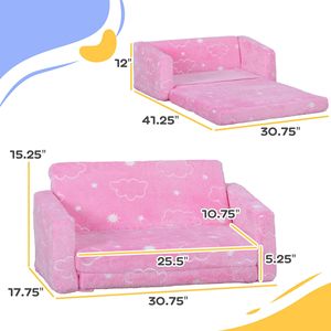 Divano per Bambini con Motivo a Nuvole Luminose e Rivestimento Rosa Lavabile - Product Image 3