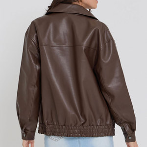New Arrival Customized Color Breathable <b>Leather</b> Jackets Winter Wear Zipper Closure Fashionable Women <b>Leather</b> Jacket In Low MOQ - Product Image 2