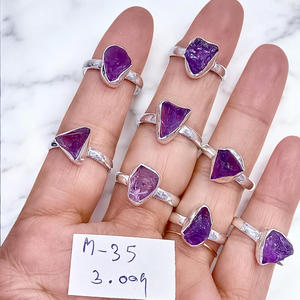 Anillos Finos Hechos a Mano con Piedras Preciosas de Amatista en Bruto de Plata de Ley 925, Precio al por Mayor, Anillo de Plata con Piedras Preciosas Finas para Mujer, Anillo de San Valentín - Product Image 1