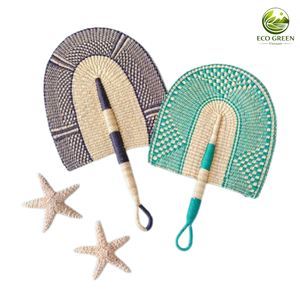 Abanico de Mano Artesanal de Vietnam, de Hierba Marina, Ecológico, Ovalado, Hecho a Mano, Decoración y Regalo para Fiestas - Product Image 4