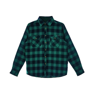 Bulk Wholesale <b>Men</b> Plaid <b>Jacket</b> 100% Brushed Cotton Oversized Green Black Checkered Shirts Outerwear <b>Trucker</b> Style Flannel Shirt - Product Image 1