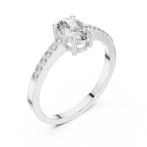 Anillo de Compromiso Art Deco con Diamante Moissanite de Corte Oval Exquisito del Proyecto Vinson, Diseño de Banda Pavé, Diamante de Laboratorio de Alta Claridad, Oro de 14K - Product Image 3