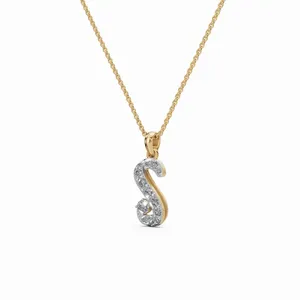 จี้เพชรเลตเตอร์ S ดีไซน์ใหม่ เพชรเลี้ยงในห้องปฏิบัติการ สร้อยคอทองคำ 18K สีเหลือง 13 ชิ้น สำหรับงานหมั้น งานแต่งงาน และงานเลี้ยงสำหรับผู้หญิง - Product Image 4