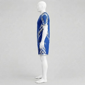 Premium-Qualität Blaues Sublimations-Fußballtrikot-Set Herren Erwachsene Atmungsaktive Polyester-Uniform Nummer 28 Team-Fußballausrüstung - Product Image 3