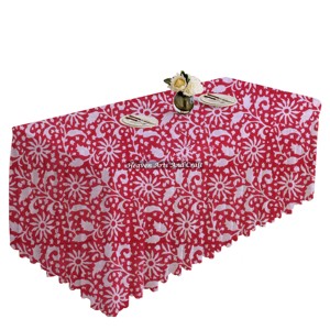 New Rectangle Hand Block Printed Pure Cotton Pleated Tablecloth Indian Farmhouse Wedding Decorative <b>Linen</b> Handmade <b>Table</b> Cover - Product Image 2