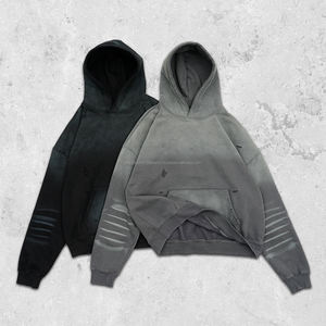 Sweat à capuche épais surdimensionné de qualité supérieure, 400 g/m², pour homme, style streetwear, déchiré, impression personnalisée sur écran - Product Image 1