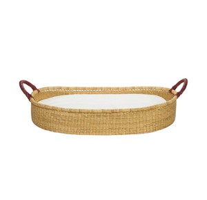 Cesta de mimbre natural hecha a mano, cesta de mimbre para cambiar pañales, bandeja portátil para pañales de bebé para la habitación del bebé - Product Image 1
