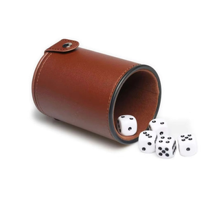 Juego de dados de piel de vaca auténtica al por mayor, personalizable y duradero, con compartimento de almacenamiento y forro de fieltro, incluye 5 dados de puntos. - Product Image 3