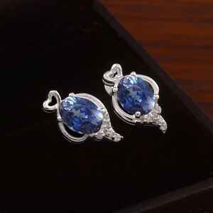 Pendientes de Zafiro Azul Real en Plata de Ley 925 con Gema de Ceilán, Joyería Hecha a Mano para Regalo de Compromiso - Product Image 1