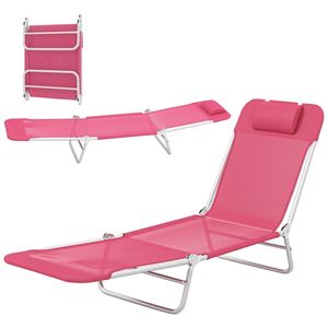 Sedia a Sdraio Pieghevole Rosa per Prendere il Sole in Spiaggia, Terrazza o Cortile - Product Image 5