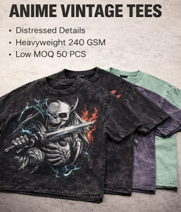 Camisetas de Franela Extra Grandes Personalizadas con Hombros Caídos, Estilo Urbano, Lavado Ácido, Estampado Gráfico de Anime, Vintage, para Hombre, de Tela Gruesa - Product Image 6