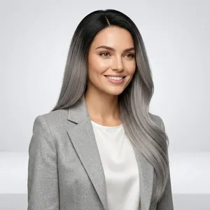 Extensions de cheveux naturels indiens blond cendré, double épaisseur, lisses, à clipser, ensemble complet pour la tête, cheveux Remy, densité 100%, base en soie - Product Image 6