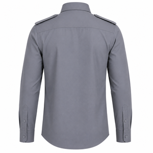 Camisa de Uniforme Personalizada para Hombre con Logo, Manga Larga, Epaulettes, Bolsillos con Solapa en el Pecho, Camisa Formal de Guardia de Seguridad, Camisa con Epaulettes - Product Image 2
