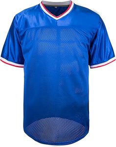 Camiseta Deportiva de Fútbol Azul con Cuello en V, Manga Corta, Ligera, de Poliéster, Estilo Jersey Liso de los 90 - Product Image 2