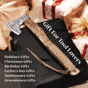 Hacha Vikinga Tradicional Hecha a Mano, Forjada, con Cabeza de Acero Grabada, Herramienta para Cortar Madera, para Campismo y Actividades al Aire Libre, Venta al Por Mayor - Product Image 6