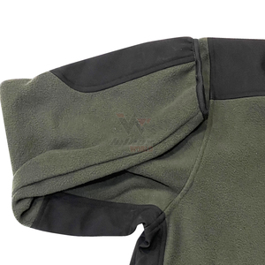 Tactical Fleece Jacket Windproof Color Blocking Olive Green Black Half Zip Winter <b>Coat</b> Side Pockets Cold Weather Outdoor Jackets - Product Image 3