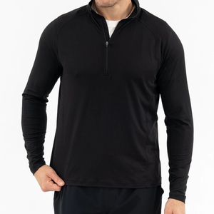 Sweat-shirt de golf pour homme, doublé polaire, coupe 1/4 zip, avec logo personnalisé, léger, coupe-vent, respirant, côtelé, idéal pour l'hiver - Product Image 2