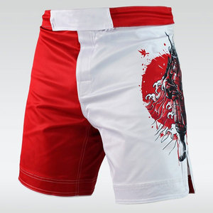 <b>Men's</b> Red <b>White</b> Panelled Board Shorts Sublimation Print Quick Dry Elastic Waist Mid Length Casual Style - Product Image 1
