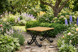 Wooden and <b>metal</b> garden <b>bench</b> Garden furniture for home Durable yard <b>bench</b> Outdoor indoor seating Hotel patio <b>bench</b> - Product Image 2
