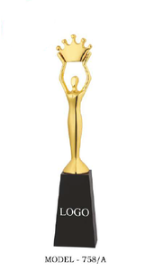 <b>Trophy</b> Model 758/A B C Zinc Alloy Plated Crown Figure Sports Award Engraving Durable Pyramid Base - Product Image 3