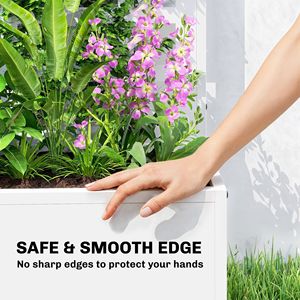 Fioriera Rialzata Bianca Zincata 61x23x113 cm con Spalliera per Piante Rampicanti e Ortaggi - Product Image 6