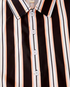 Striped Slight Stretch Quick Dry for Shirt Shorts Set Summer Casual Breathable Unisex Short Sleeve Turn-down Collar 2pcs Outfit - Product Image 5