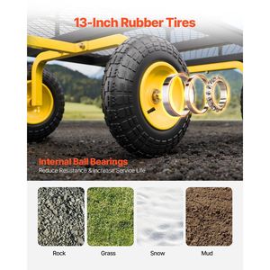 Carrello da Giardino in Acciaio da 635 kg, Carro Utilitario 2-in-1 per Esterni in Metallo, Rimorchio Trainabile per Giardino con 13 Ruote - Product Image 5