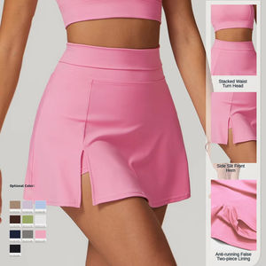 Ensemble de tennis asymétrique pour femme avec jupe taille haute et soutien-gorge de sport, tenue de sport 2 pièces pour gym et yoga, Nouveauté 2026 - Product Image 3