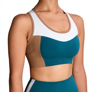 Conjunto de Yoga Premium para Mujer de 3 Piezas con Contraste de Color, Cuello en V, Costura Frontal, Ajuste Delgado, Sujetador Deportivo Antichoque que Absorbe el Sudor, Cintura Elástica - Product Image 1