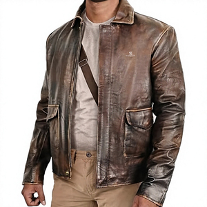 Blouson en Cuir Classique Premium pour Homme, Véritable Cuir Vintage, Style Motard, Hiver, Décontracté, Streetwear, Vêtement d'extérieur 2026 - Product Image 2